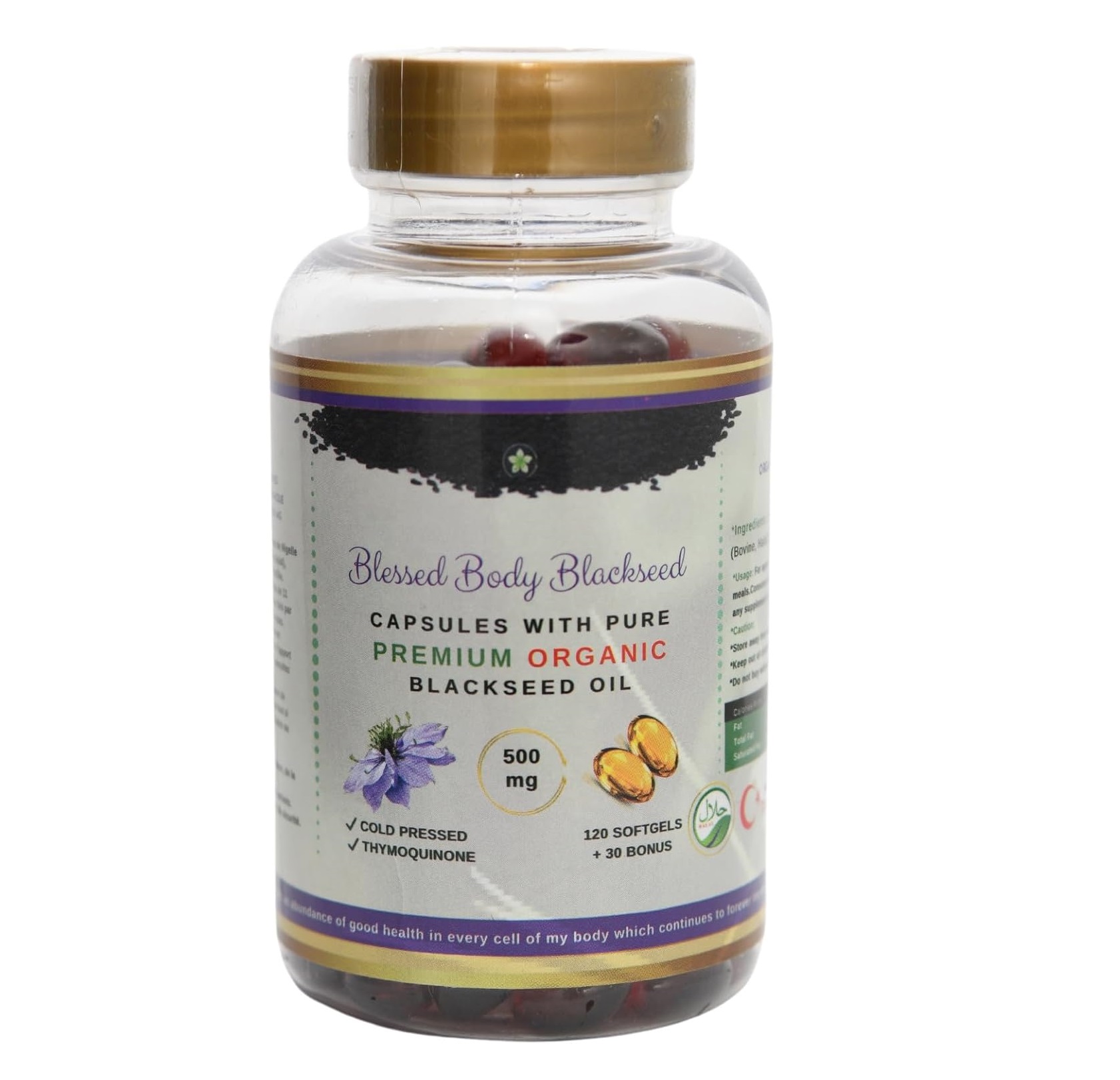 BLESSED BODY BLACK SEED OIL CAPSULES – ORGANIC – 120 SOFTGELS